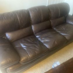 3 Seat Brown Leather Couch 