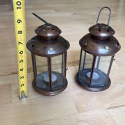 Two Small Metal Candle Holder/lanterns $10 For Both