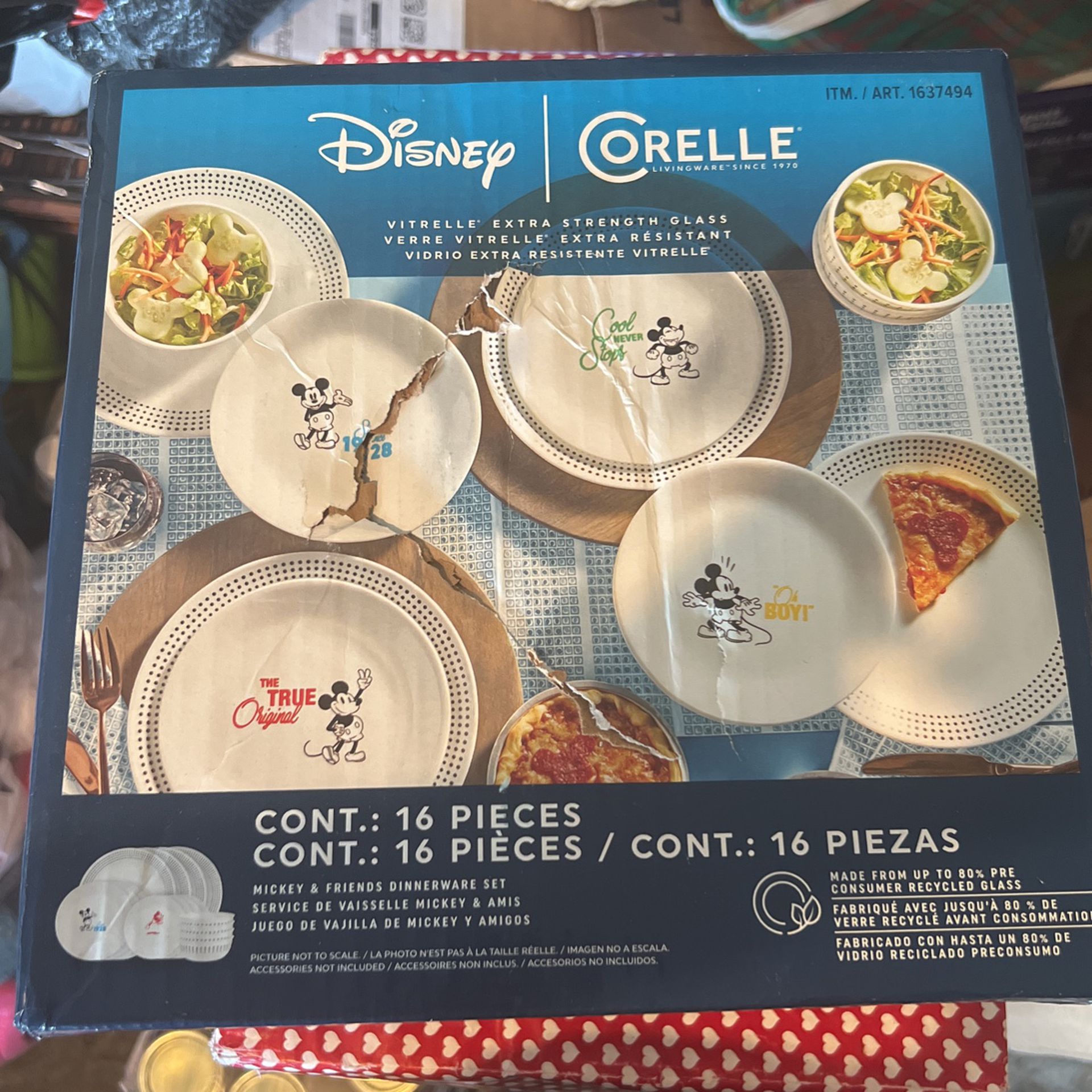 Disney Corelle Vitrelle 16-piece Dinnerware Set New In Box for