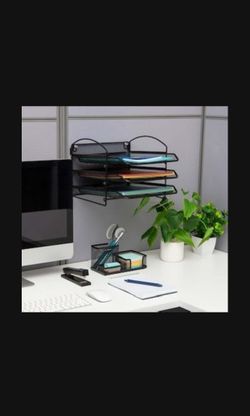 Mind Reader Metal 3 Compartment Letter Tray, Pack of 1, Black