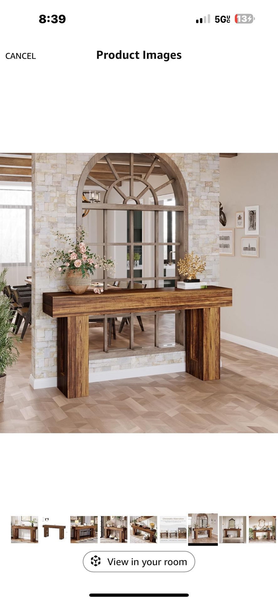 Tribesigns 63-Inch Long Console Table, Wooden Rectangular Sofa Table Behind The Couch, Farmhouse Entryway Table for Entrance, Hallway, Living Room (Ru