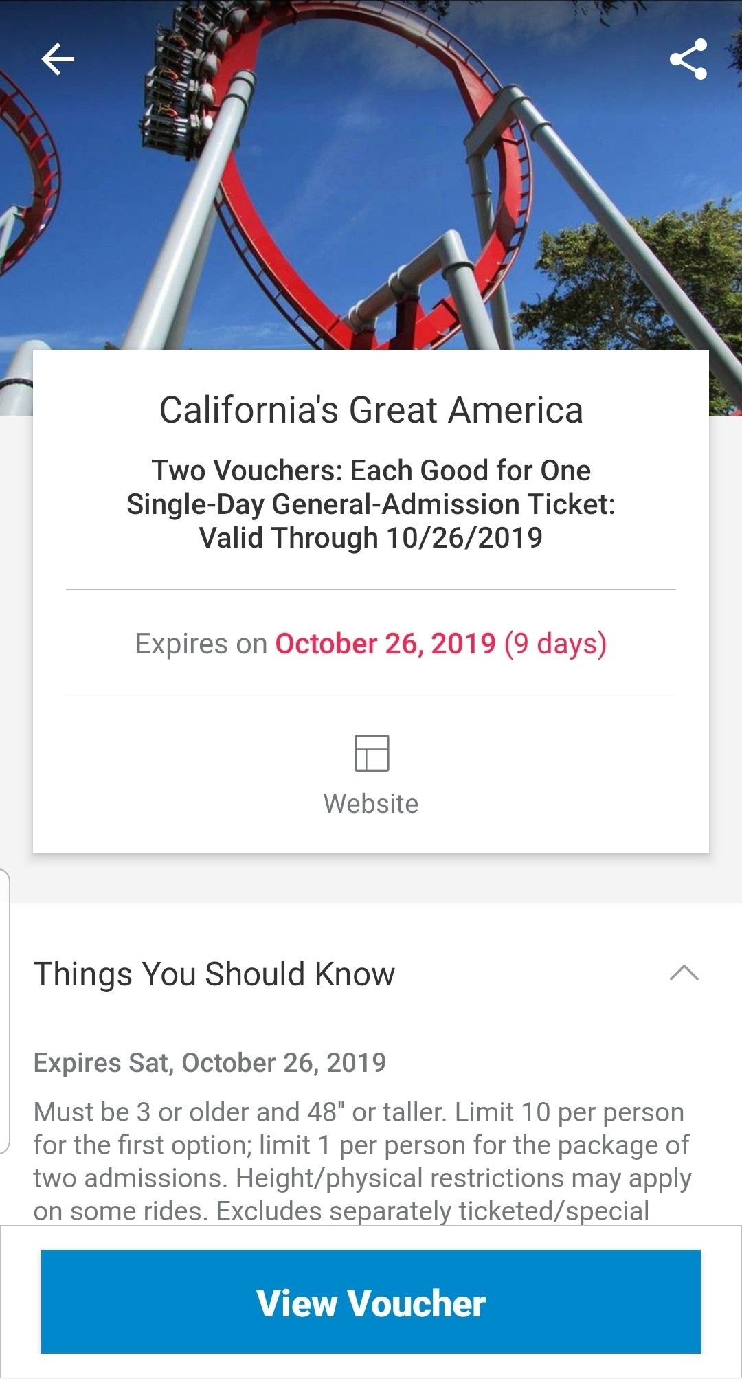 2 Great America Tickets