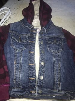 Brand new Plaid jean jacket! $25