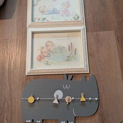 Vintage 1980s homco frames 2 sets and 1 rhino picture frame