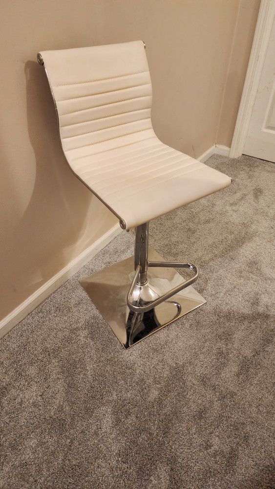 White Chrome Barstool Platform Chair