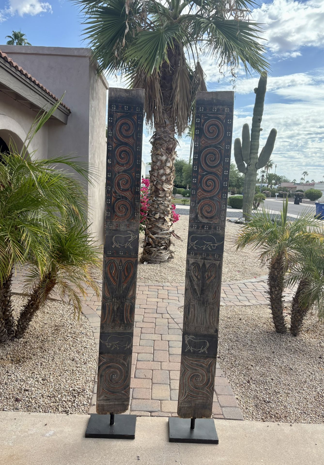 Asian Wood Panel Standing Decor