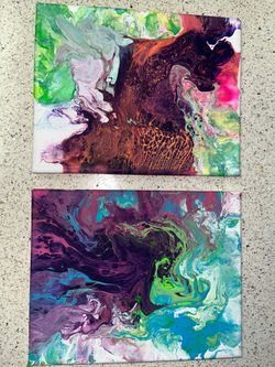 2 piece canvas drip art