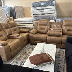 Leather Recliner Set
