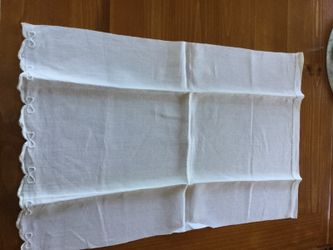 Antique Linen Towel with Hemstitch edging and "Bow" front edge