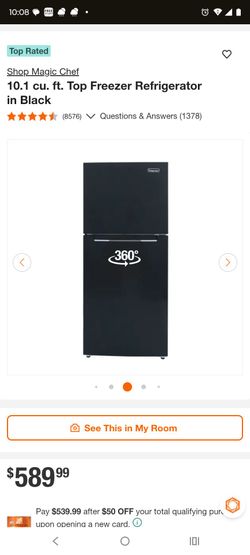Magic Chef 10.1 cu. ft. Top Freezer Refrigerator Black