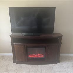 TV Stand With Electric Fireplace  TV Included 