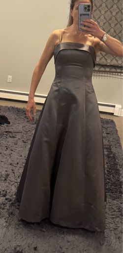 Strapless Satin Ballgown Gray Formal A-Line Dress Size 12