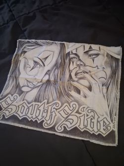 South Side Chicano Art Drawing on Fabric