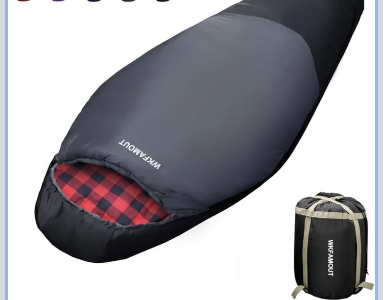 Mummy Sleeping Bag Flannel Sleeping Bag Machine Washable Heavy Duty for Adults,Teenager with Compression Sack 4 Seasons for Camping Hiking Traveling