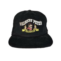 Vintage Whiskey Pete’s Casino Las Vegas 1980s Corduroy Adjustable Hat Black RARE