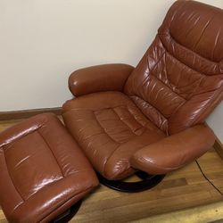 Swedish Stressless Style Leather Recliner 