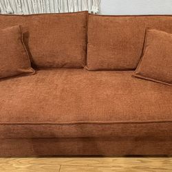 New 80in Burnt Orange Sofa Couch 