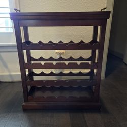 Wine rack with removal top tray with brass handles