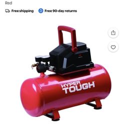 Hyper Tough 3 Gallon Oil Free Portable Air Compressor, 100PSI, Red