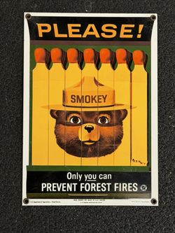 Vintage Smokey Bear Porcelain Sign