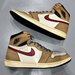 Size 13 Jordan 1 Retro High OG Rookie of the Year Custom Aged Sole Swoosh Painte