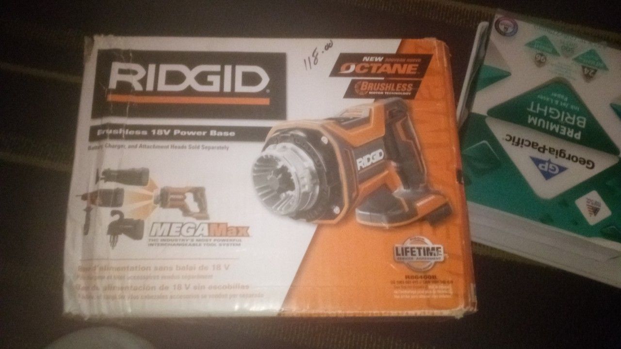 Brand New in box. RIDGID 18-Volt OCTANE Brushless MEGAMax Power Base (Tool Only)