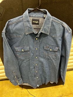WRANGLER WESTERN DENIM PEARL SNAP LONG SLEEVE SHIRT XXL