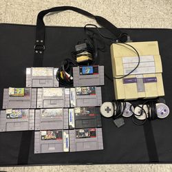 Super Nintendo SNES Console Bundle 10 Games Turtles in Time Mario Killer Instnct