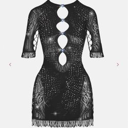 Rhinestone Black Poster Girl Dress