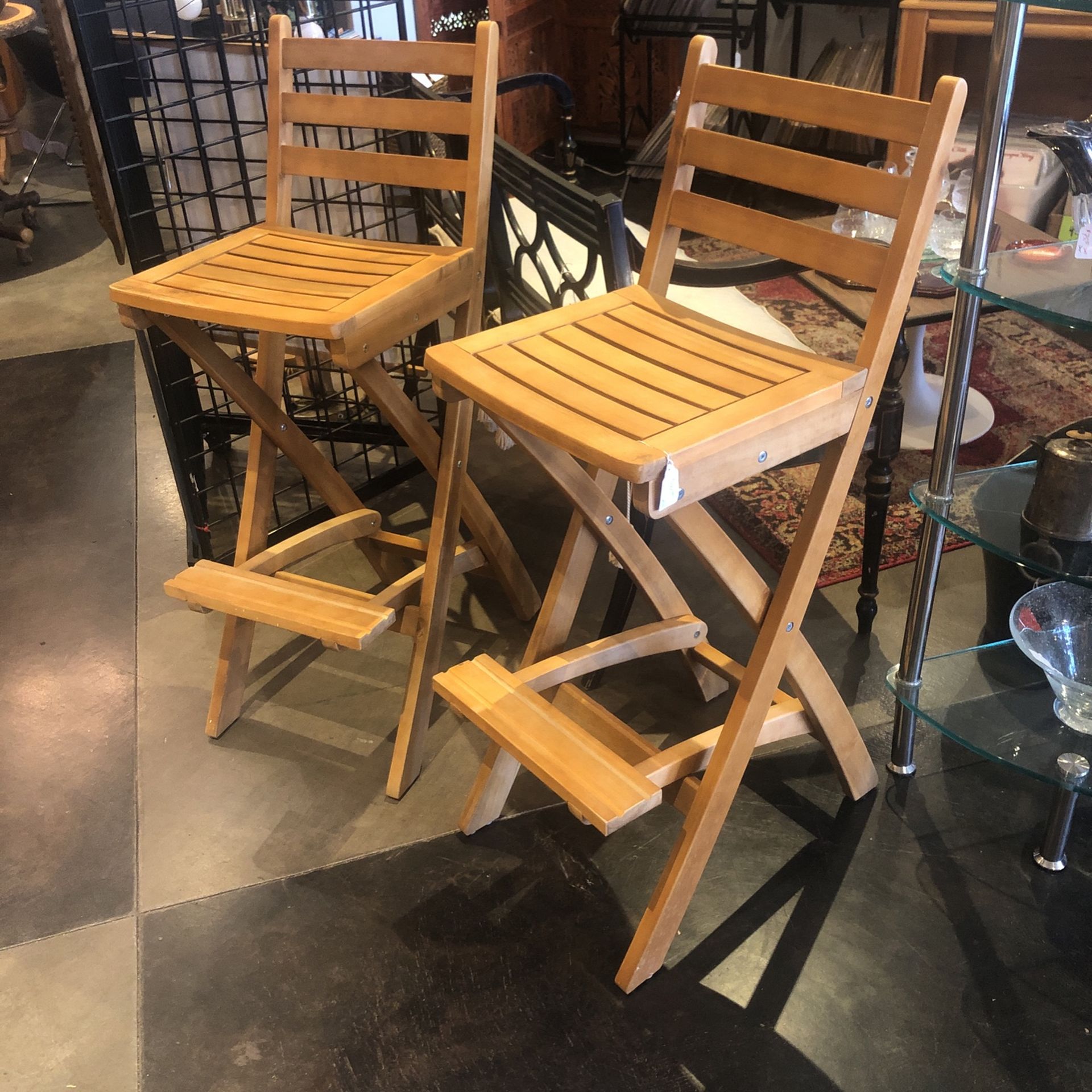 Bistro/Barstool Set of 2 Foldable Wooden Chairs (#99)