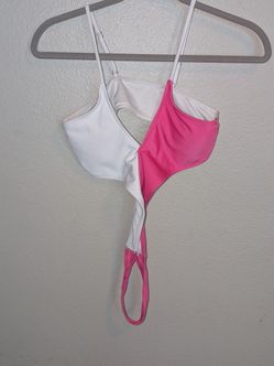 Asymmetric colorblock monokini (or cutout one-piece) swimsuit