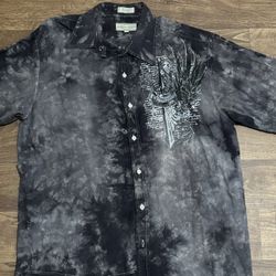 Vintage Eighty Eight Mens Button Up Shirt Long Sleeve Sword Wings 