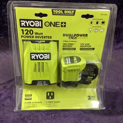 🧰🛠RYOBI ONE+ 18V 120-Watt 12V Automotive Power Inverter w/Dual USB Ports-NEW!(Tool Only)-$40!🧰🛠