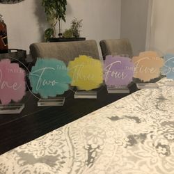 Acrylic Round Table Numbers With Stand