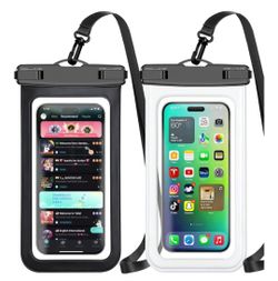 Waterproof Phone Pouch,2 Pack Black White Phone Waterproof Case,Cell Phone Dry Bag