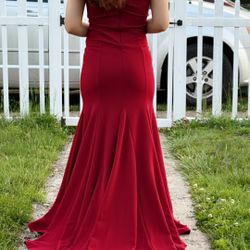 Red Bridesmaids Dress Long Train