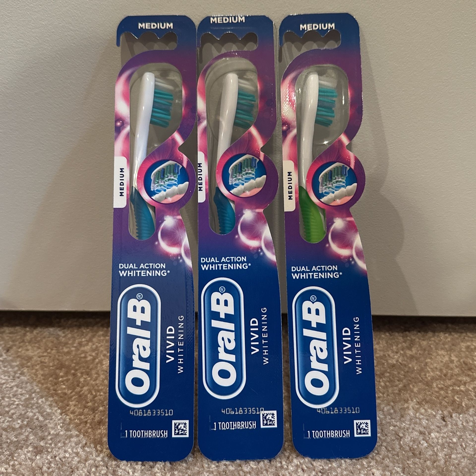 Oral B Dual Action Whitening toothbrushes medium: 3 for $5