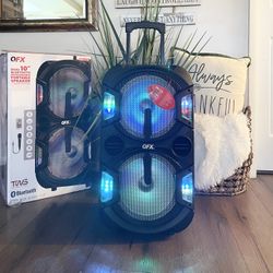 QFX doble 2x 10” Bluetooth rechargeable Party Speaker With Microphone And LED Lights 🔊🎤🎶   