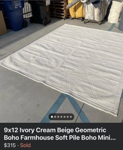 9x12 Ivory/ Cream Geometric Boho Farmhouse Rug 