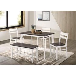 4 PIECE WHITE GRAY DINETTE KITCHEN DINING TABLE SET
