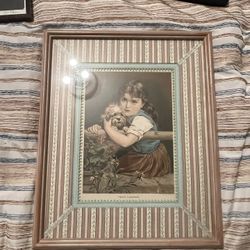 This vintage print, titled *Two's Company*, is a charming piece produced by Cast Art Press in New York. The actual lithograph measures 7” x 10” and is