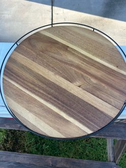 Round Wood & Metal Tray
