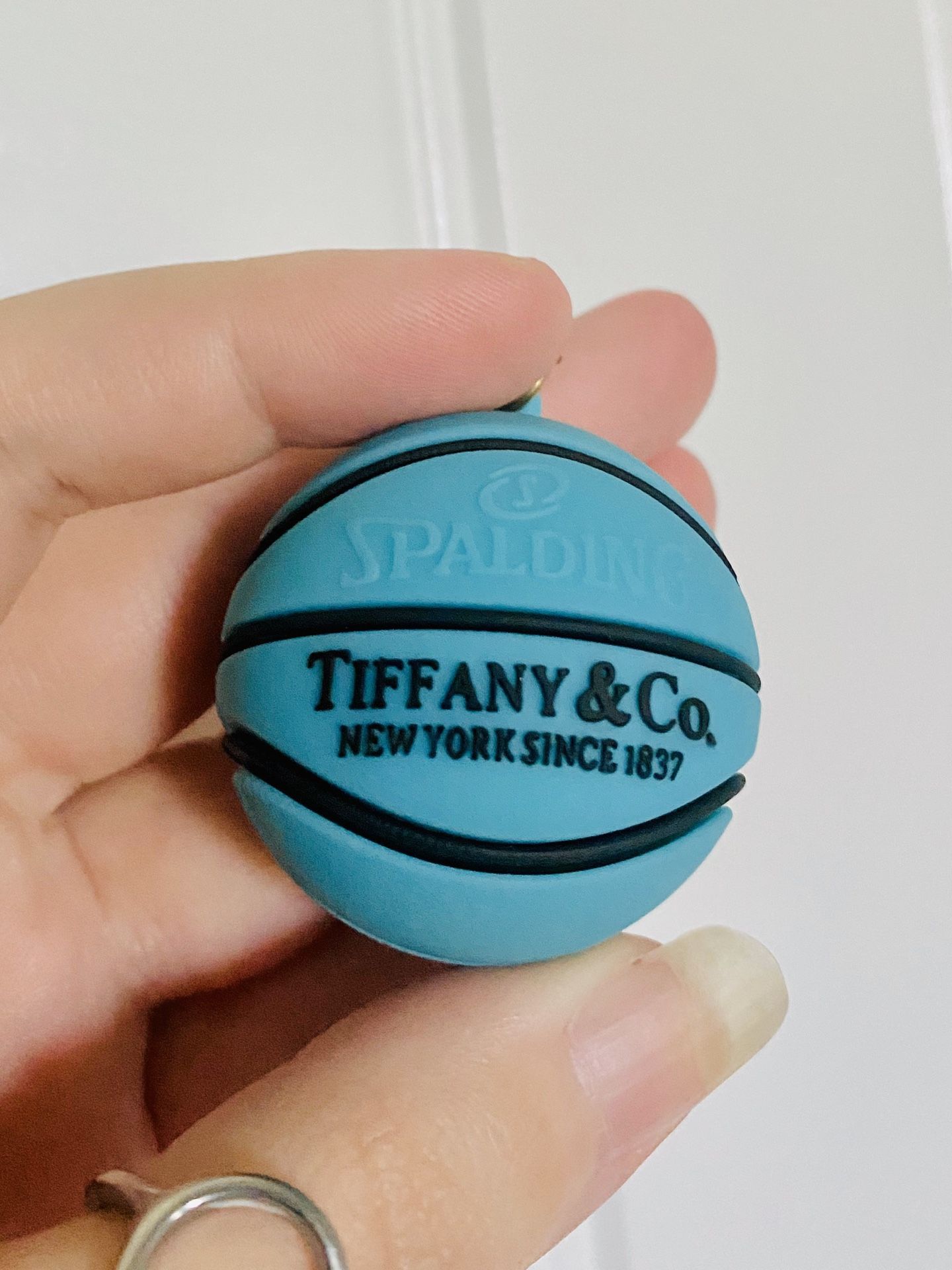 Tiffany Luxury Designer Signature Blue Basketball Keychain