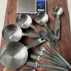 Measuring spoons, measuring cups, kitchen scale, stainless steel, baking,  cooking, kitchen, measure