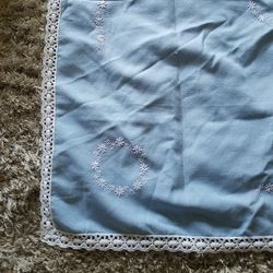 Blue vintage card table tablecloth