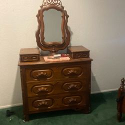 Antique Dresser And Mirror