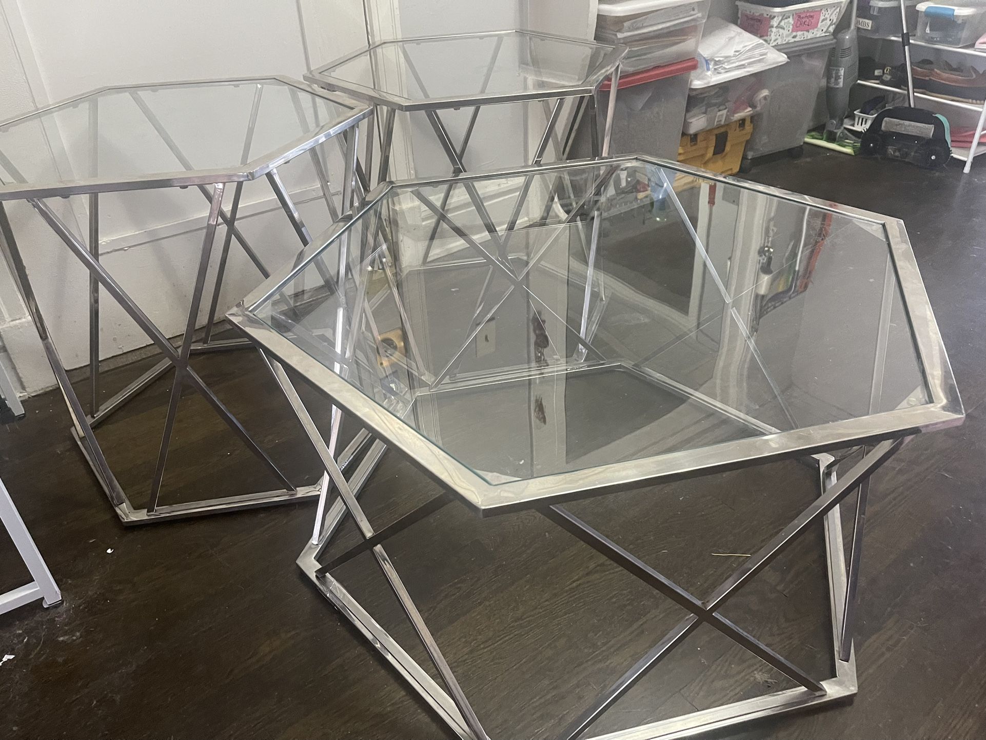Glass Hectogram Coffee Table And End Table