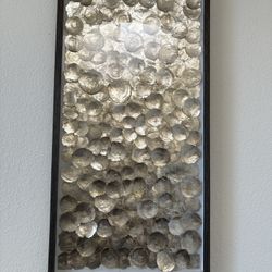 Large Textured Wall Art – Gold Disc Design, Framed