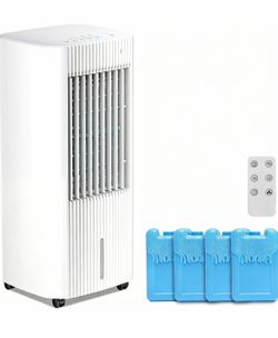 Portable Evaporative Air Cooler,3 In 1 Swamp Cooler with 4 Ice Packs,15H Timer,3 Speeds & 3 Modes,Remote