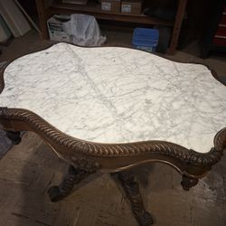 Victorian era rosewood and marble table